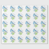 Blaue Vögel im Wasser Geschenkpapier (Flach)