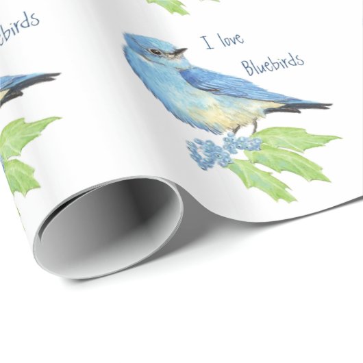 Blaue Vögel im Wasser Geschenkpapier (Rolleneckpunkt)