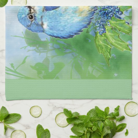 Blaue Vögel im Wasser Geschirrtuch (Gefaltet)