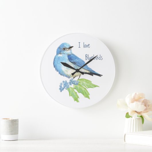 Blaue Vögel im Wasser Große Wanduhr (Zuhause)