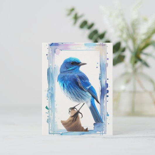 Blaue Vögel im Wasser Postkarte (Stehend Vorderseite)