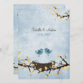 Blaue Vögel in der Liebe Einladung (Vorne/Hinten)