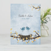 Blaue Vögel in der Liebe Einladung (Stehend Vorderseite)