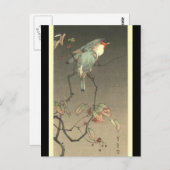 Blaue Vögel in der Nacht von Seitei Watanabe 1851- Postkarte (Vorne/Hinten)