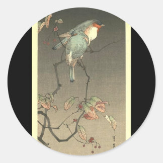 Blaue Vögel in der Nacht von Seitei Watanabe 1851- Runder Aufkleber