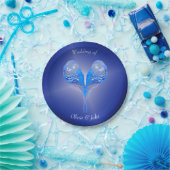 Blaue Vögel in nachtblauer Farbe Pappteller (Party)