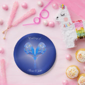 Blaue Vögel in nachtblauer Farbe Pappteller (Party)