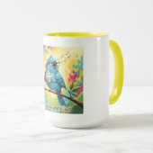 Blaue Vogel-Kaffeetasse Zitat Tasse (VorderseiteRechts)