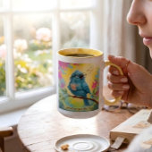 Blaue Vogel-Kaffeetasse Zitat Tasse