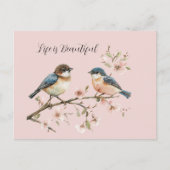 Blaue Vögel Kirschblüte  Postkarte (Vorderseite)