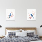 Blaue Vögel Kirsche Blüten Wasserfarben Wand an Wa Bilderwand Sets (Schlafzimmer)