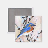 Blaue Vogel Magnet (Vorderseite/Rückseite)