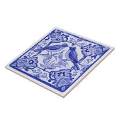 Blaue Vögel Mittelmeer Blaue Vögel Blütenblüte Fliese (Seite)