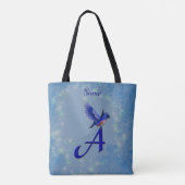 Blaue-Vogel-Monogramm Anfangsbuchstabe B Personali Tasche (Rückseite)