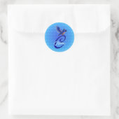 Blaue Vogel-Monogramm Anfangsbuchstabe C Elegant P Runder Aufkleber (Tasche)