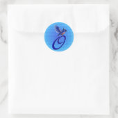 Blaue Vogel-Monogramm Anfangsbuchstabe O Elegant Runder Aufkleber (Tasche)