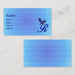 Blaue Vogel-Monogramm Anfangsbuchstabe R Elegant Visitenkarte