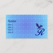 Blaue Vogel-Monogramm Anfangsbuchstabe R Elegant Visitenkarte (Vorderseite)