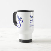 Blaue Vogel-Monogramm Anfangsbuchstabe S Elegant P Reisebecher (Vorderseite Links)