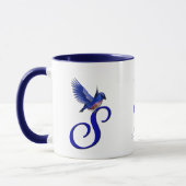 Blaue Vogel-Monogramm Anfangsbuchstabe S Elegant P Tasse (Links)