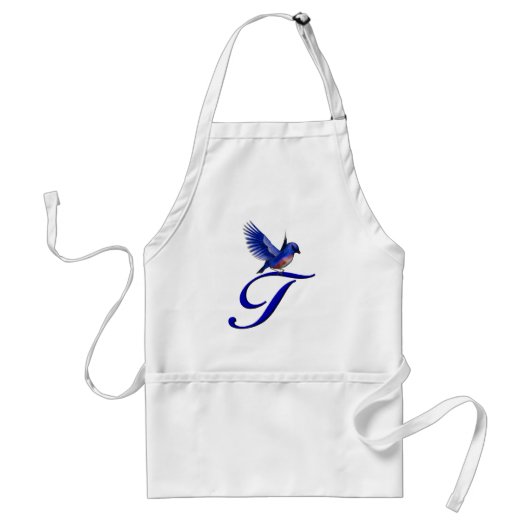 Blaue-Vogel-Monogramm Anfangsbuchstabe T Schürze (Vorne)