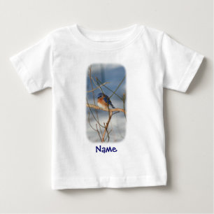 Blaue Vogel-Monogramm Ihr Name Personalisiert Baby T-shirt