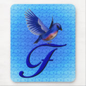 Blaue Vogel-Monogramm-Initial F Mousepad (Vorne)
