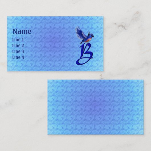 Blaue Vogel-Monogramm Initiale B Elegant Visitenkarte (Vorne/Hinten)