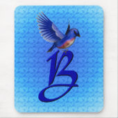 Blaue-Vogel-Monogramm Initiale B Mousepad (Vorne)
