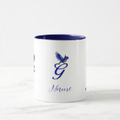Blaue Vogel-Monogramm-Initiale G Elegant Personali Tasse (Zentrum)