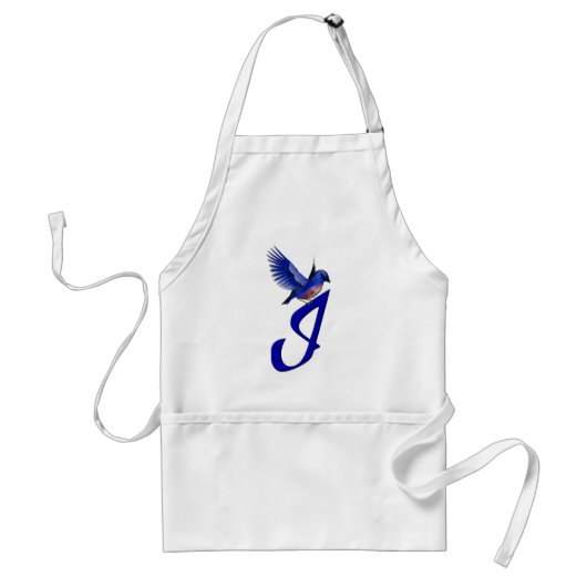 Blaue Vogel-Monogramm Initiale I Elegant Schürze (Vorne)