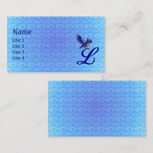 Blaue Vogel-Monogramm-Initiale L Elegant Visitenkarte (Vorne/Hinten)