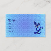 Blaue Vogel-Monogramm-Initiale L Elegant Visitenkarte (Vorderseite)