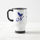 Blaue Vogel-Monogramm-Initiale N Elegant Personali Reisebecher (Links)