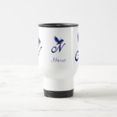Blaue Vogel-Monogramm-Initiale N Elegant Personali Reisebecher (Mittel)