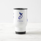 Blaue Vogel-Monogramm-Initiale O Elegant Personali Reisebecher (Mittel)