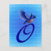 Blaue Vogel-Monogramm-Initiale O Elegant Postkarte (Vorderseite)