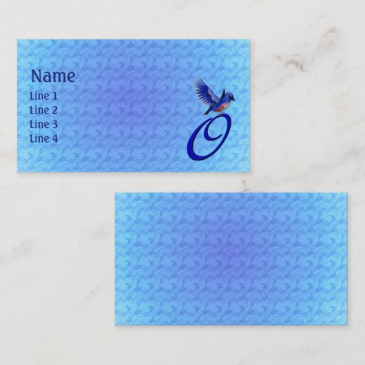 Blaue Vogel-Monogramm-Initiale O Elegant Visitenkarte (Vorne/Hinten)
