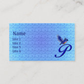 Blaue Vogel-Monogramm-Initiale P Elegant Visitenkarte (Vorderseite)