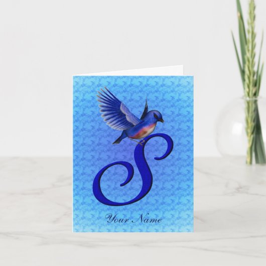 Blaue Vogel-Monogramm-Initiale S Personalisiert (Vorderseite)