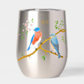 Blaue Vögel Monogrammiert (Rückseite)