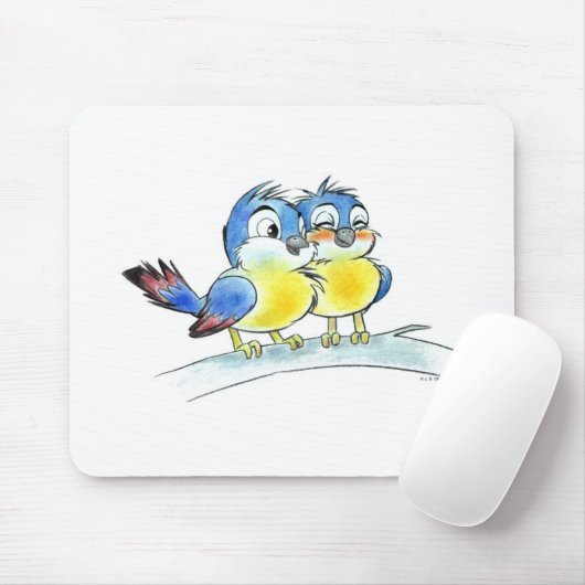 Blaue Vögel Mousepad (Mit Mouse)