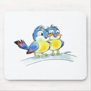 Blaue Vögel Mousepad