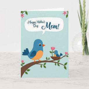 Blaue Vogel Muttertags-Grußkarte Karte