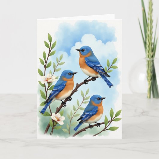 Blaue Vögel Muttertags-Szene Karte (Vorderseite)