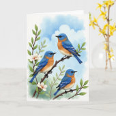 Blaue Vögel Muttertags-Szene Karte (Gelbe Blume)