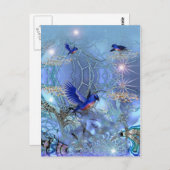 Blaue Vögel nach Postkarte (Vorne/Hinten)