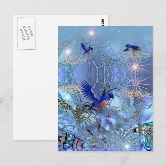 Blaue Vögel nach Postkarte (Vorne/Hinten)