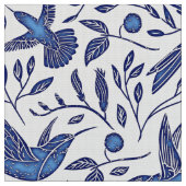 Blaue Vogel-nahtloses Muster Delfts Stoff (Nahaufnahme)