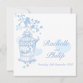 Blaue Vögel Offener Käfig Einladung